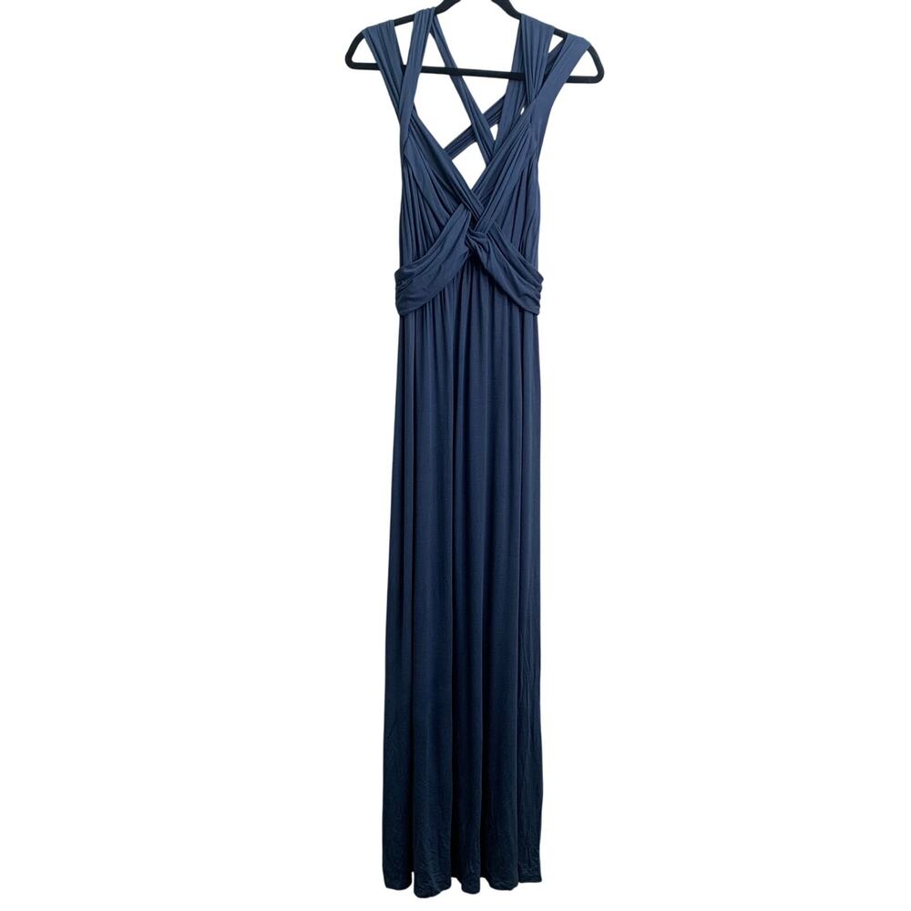 NWT Motherhood Maternity Large Dusty Blue Criss Cross Top Long TShirt Dress